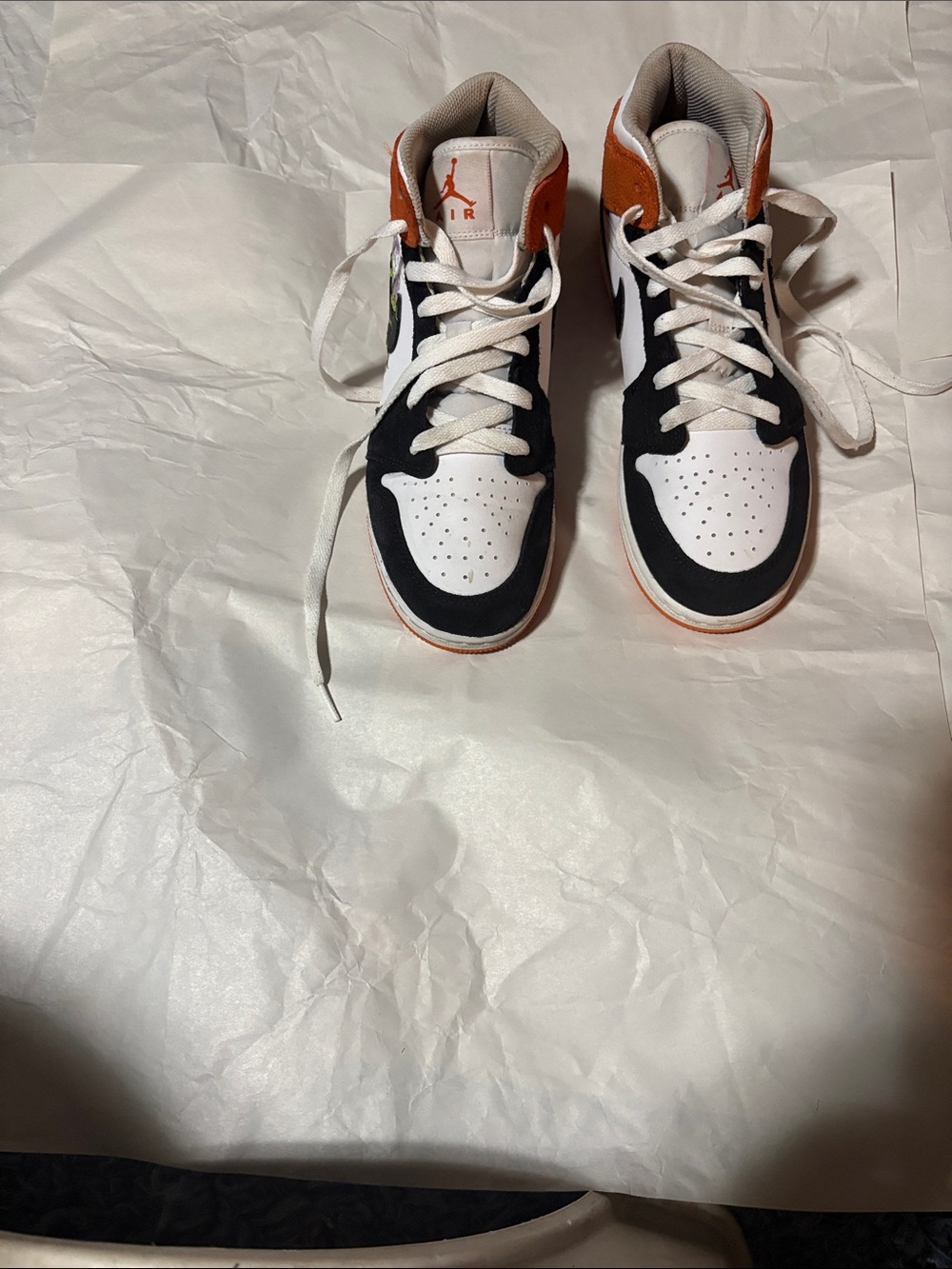 Nike High-Top Sneakers in White, Black & Orange